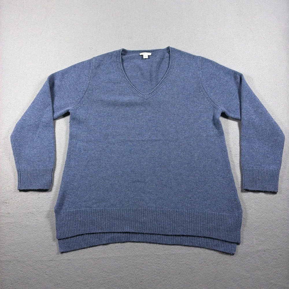 J. Jill Sweater Women Medium Relaxed‎ V Neck Blue Cashmere Pullover Quiet Luxury